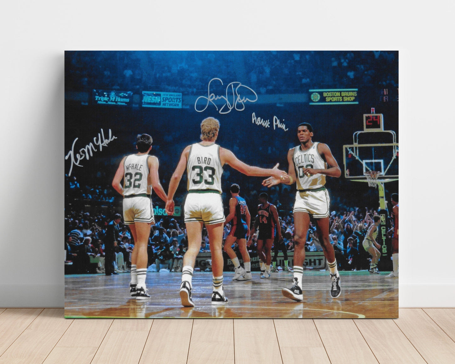 Larry Bird Kevin McHale Robert Parish Celtics Big Three Court Trio basketball print - 16x20 Unframed Print wall art