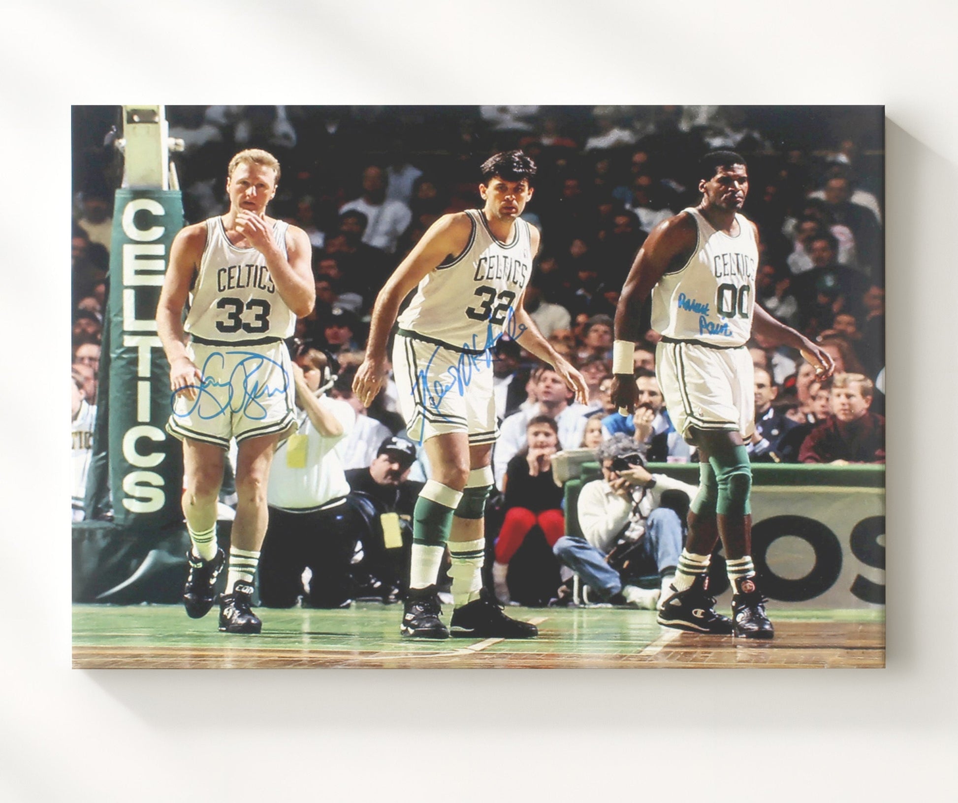 Larry Bird Kevin McHale Robert Parish Celtics Big Three Green Dynasty Basketball Wall Art 20x24 Canvas basketball wall art print