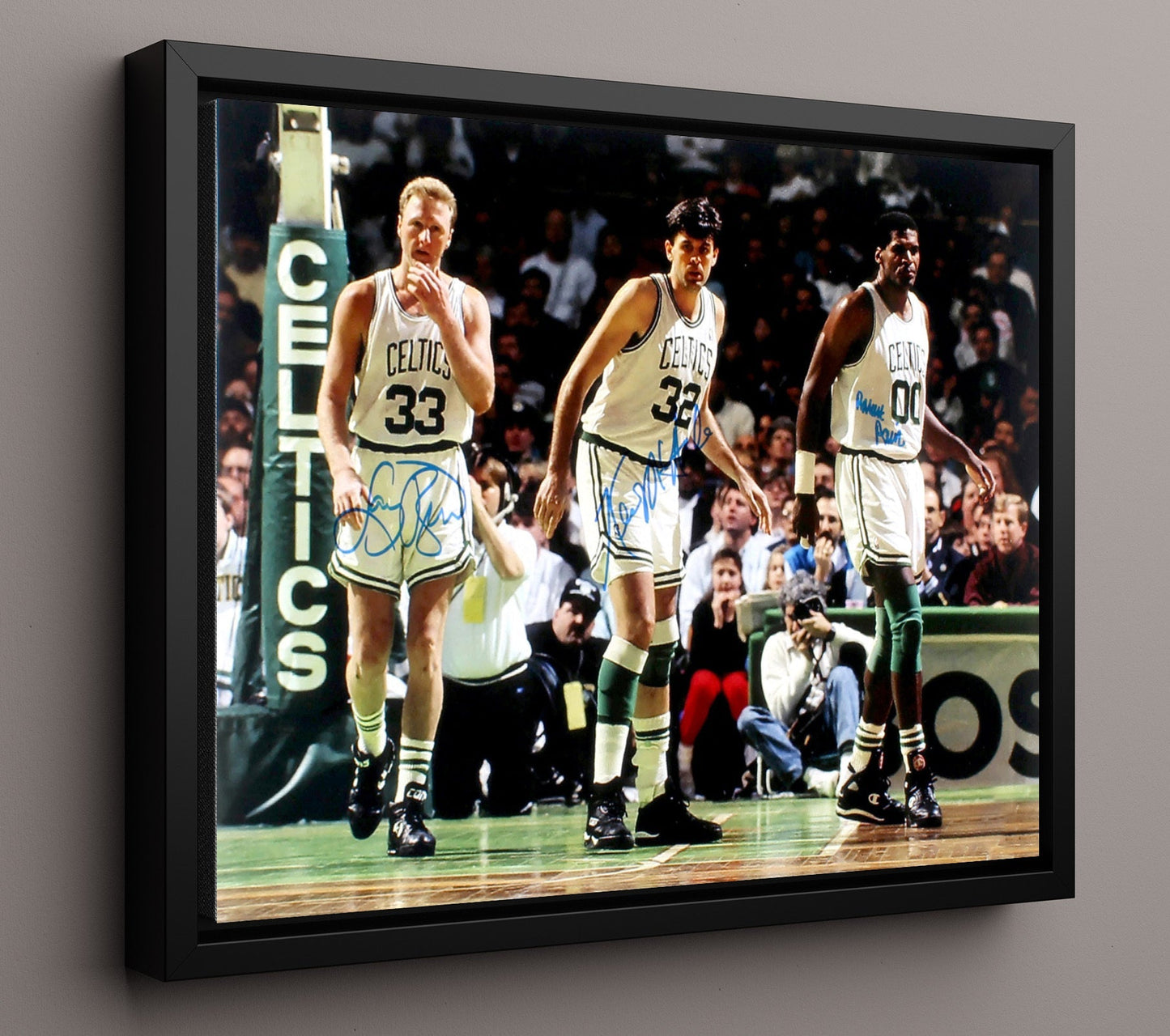Larry Bird Kevin McHale Robert Parish Celtics Big Three Green Dynasty Basketball Wall Art 16x20 Framed Canvas basketball wall art print