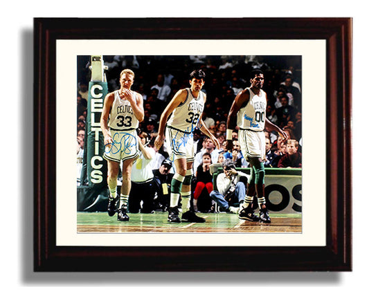 Larry Bird Kevin McHale Robert Parish Celtics Big Three Green Dynasty Basketball Wall Art 8x10 Beveled Frame basketball wall art print
