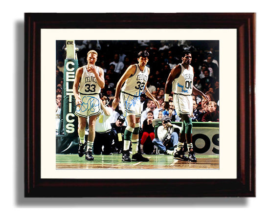 Larry Bird Kevin McHale Robert Parish Celtics Big Three Green Dynasty Basketball Wall Art 8x10 Beveled Frame basketball wall art print
