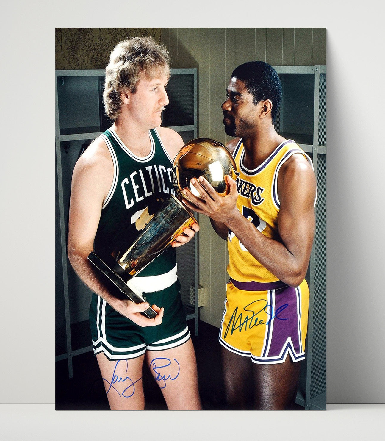 Larry Bird and Magic Johnson – Finals Trophy Exchange - Basketball Wall Art