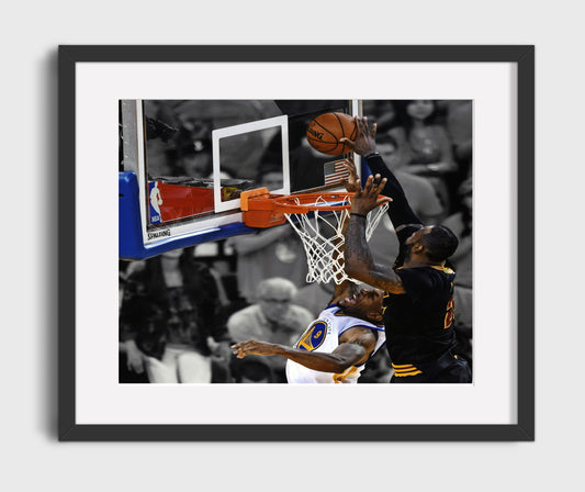LeBron Cavaliers The Block Chasedown basketball print - 16x20 Gallery Frame wall art