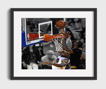 LeBron Cavaliers The Block Chasedown Basketball Wall Art 16x20 Gallery Frame basketball wall art print