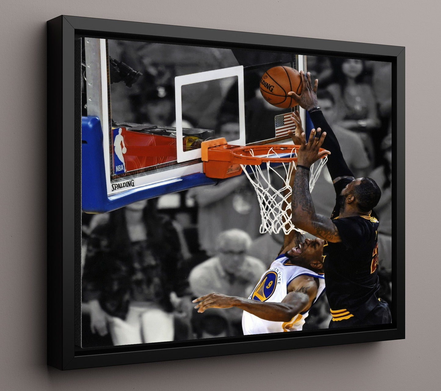 LeBron Cavaliers The Block Chasedown Basketball Wall Art 16x20 Framed Canvas basketball wall art print