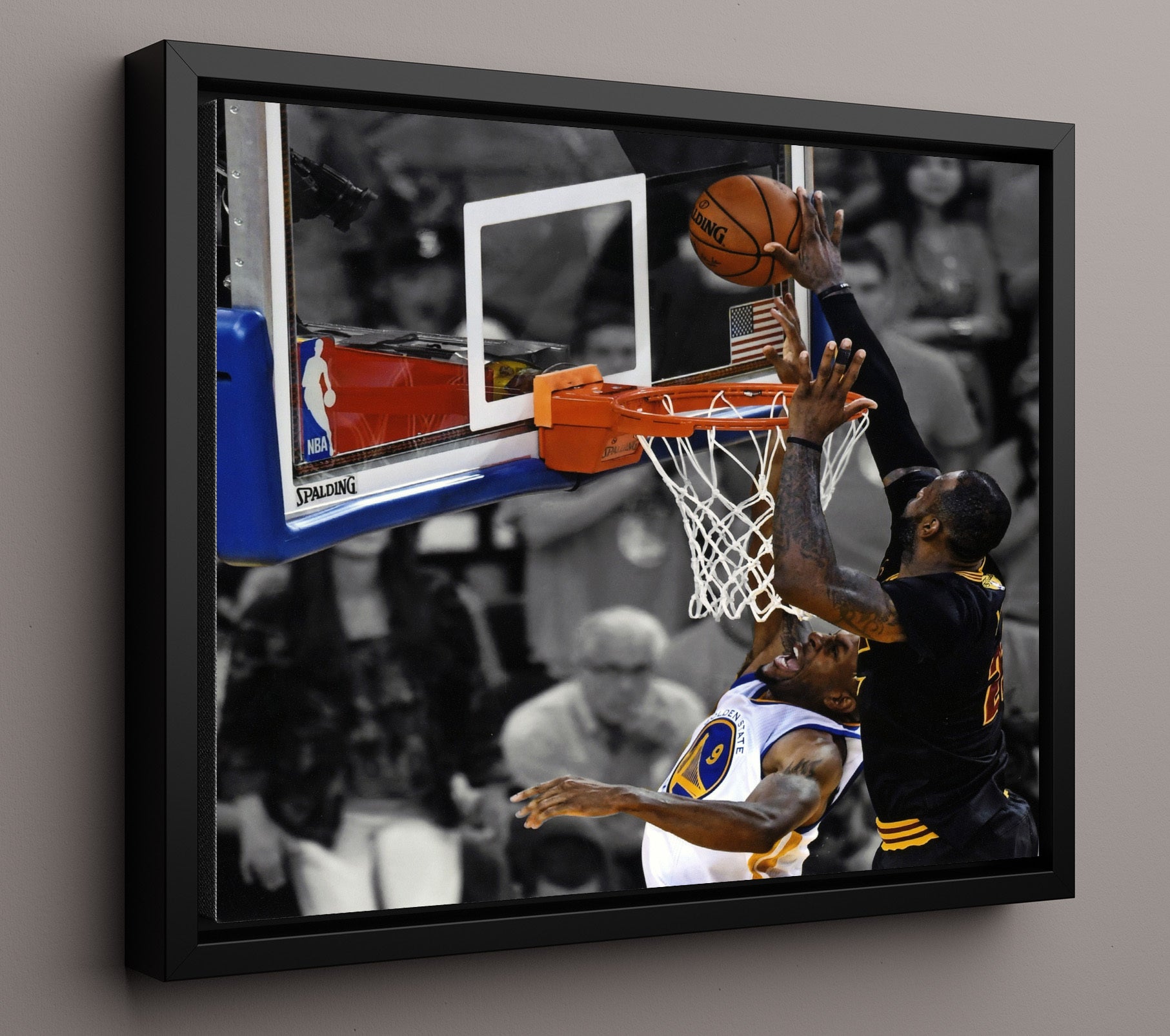 LeBron Cavaliers The Block Chasedown Basketball Wall Art 16x20 Framed Canvas basketball wall art print