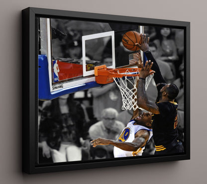 LeBron Cavaliers The Block Chasedown Basketball Wall Art 16x20 Framed Canvas basketball wall art print