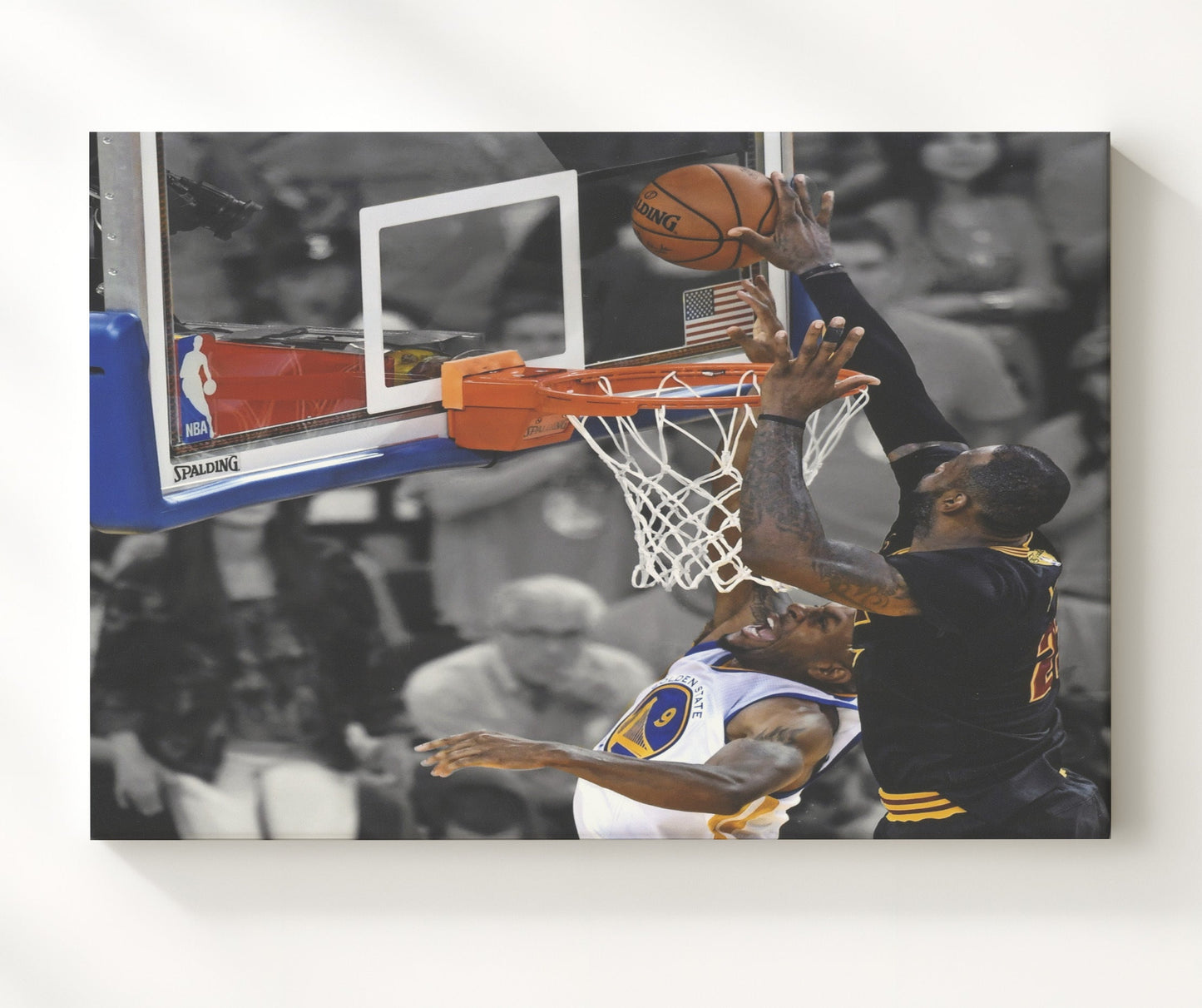 LeBron Cavaliers The Block Chasedown Basketball Wall Art 20x24 Canvas basketball wall art print