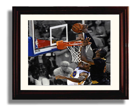 LeBron Cavaliers The Block Chasedown Basketball Wall Art 8x10 Beveled Frame basketball wall art print