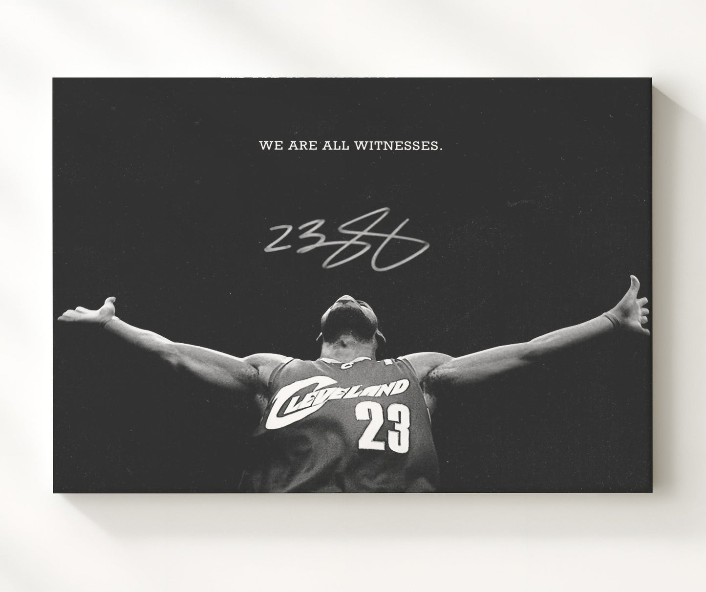 LeBron Cavaliers We Are All Witnesses Moment Basketball Wall Art 20x24 Canvas basketball wall art print