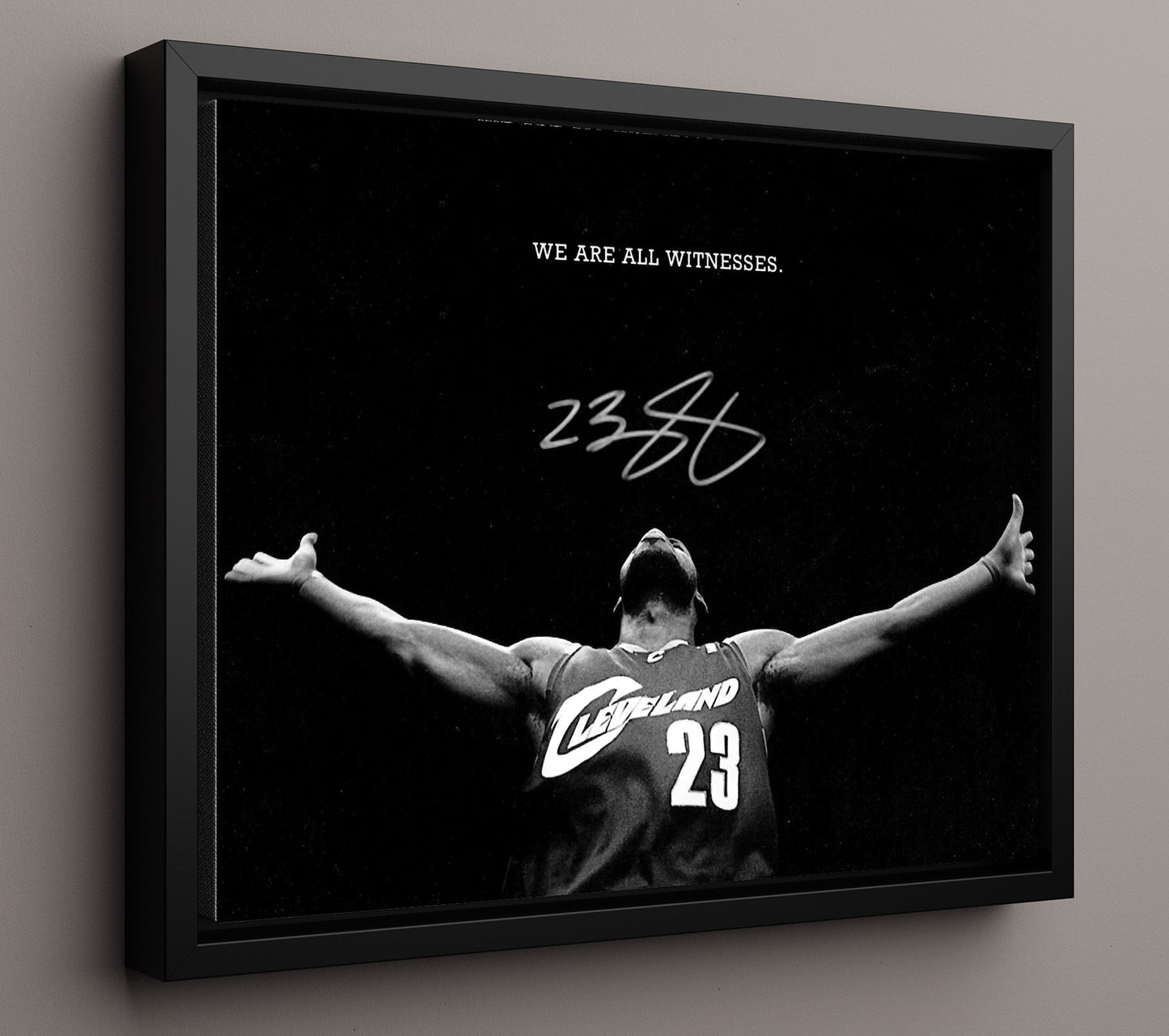 LeBron Cavaliers We Are All Witnesses Moment Basketball Wall Art 16x20 Framed Canvas basketball wall art print