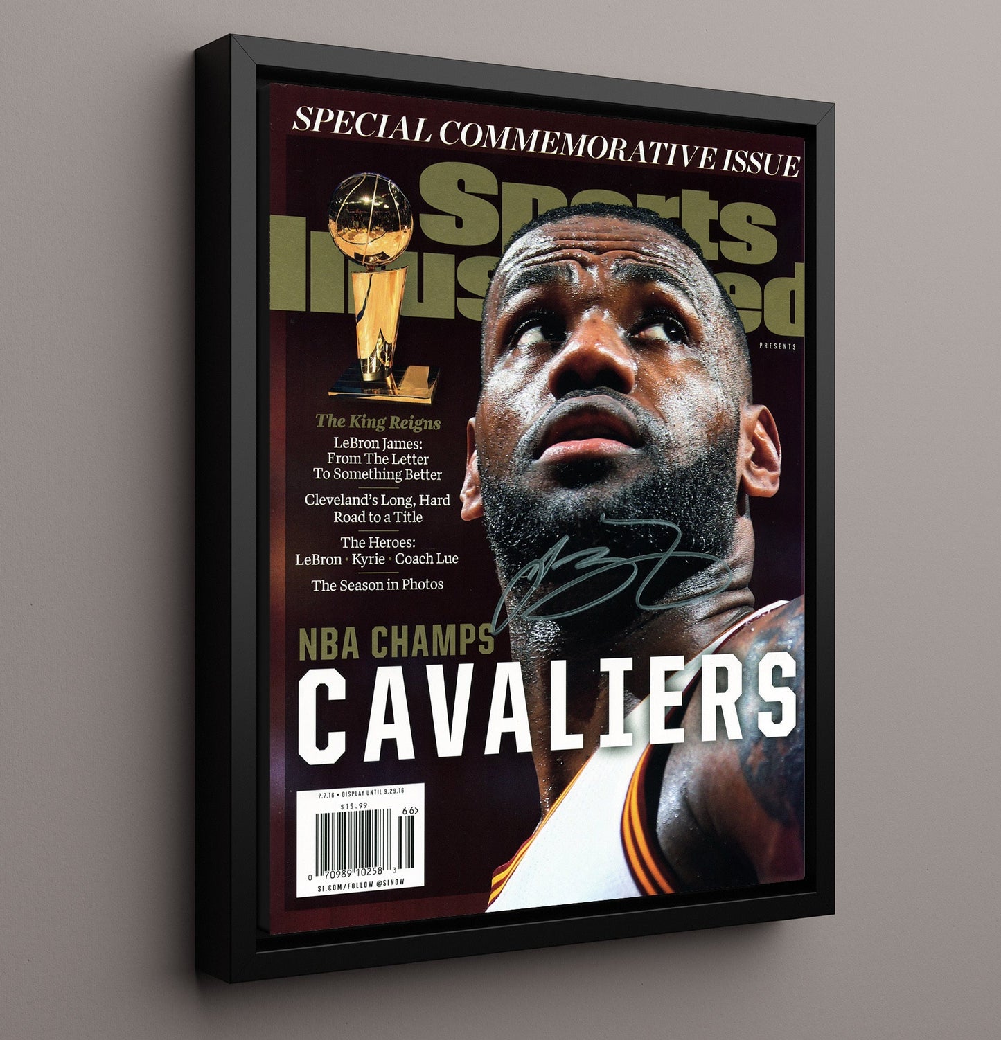 LeBron Cleveland Champion Spotlight Basketball Wall Art 16x20 Framed Canvas basketball wall art print