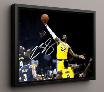 LeBron Lakers Opening Tip Elevation Basketball Wall Art 16x20 Framed Canvas basketball wall art print