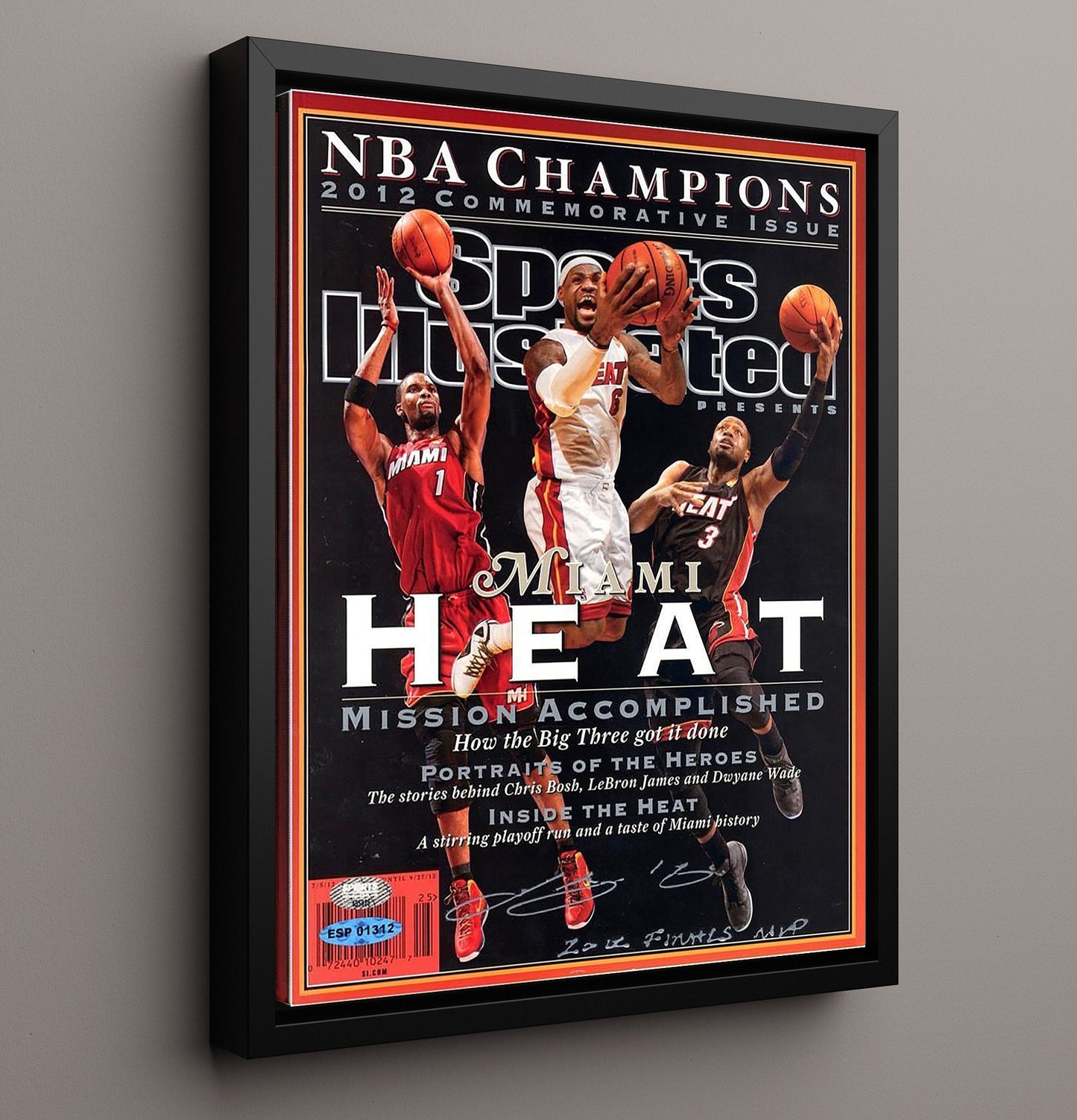 LeBron Miami Championship Commemorative SI Cover 2012 Basketball Wall Art 16x20 Framed Canvas basketball wall art print