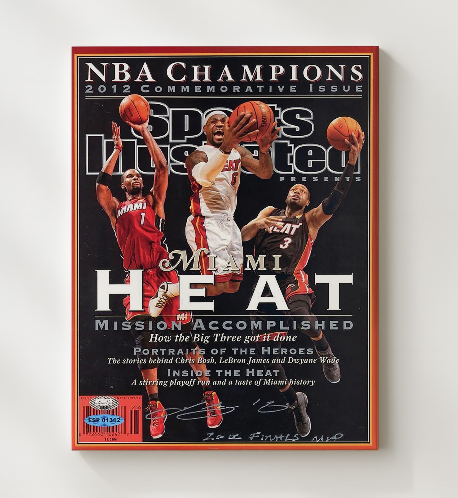 LeBron Miami Championship Commemorative SI Cover 2012 Basketball Wall Art 20x24 Canvas basketball wall art print
