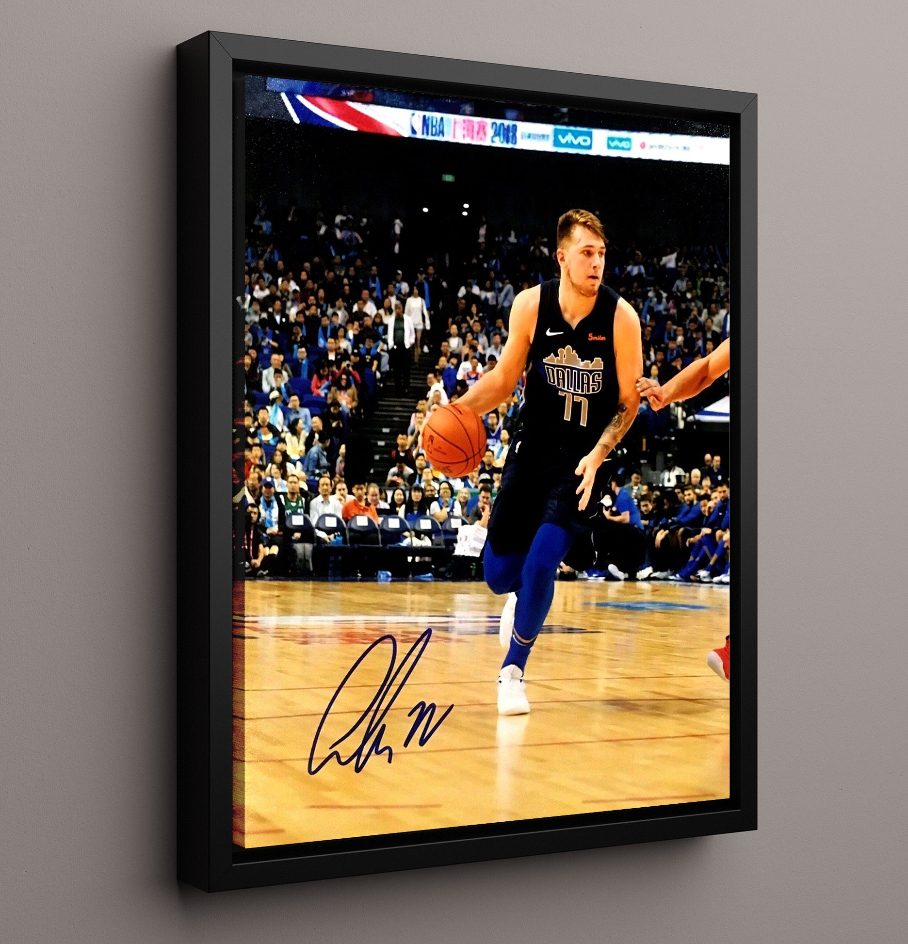 Luka Doncic Dallas Basketball Driving Maverick Spotlight basketball print - 16x20 Framed Canvas wall art
