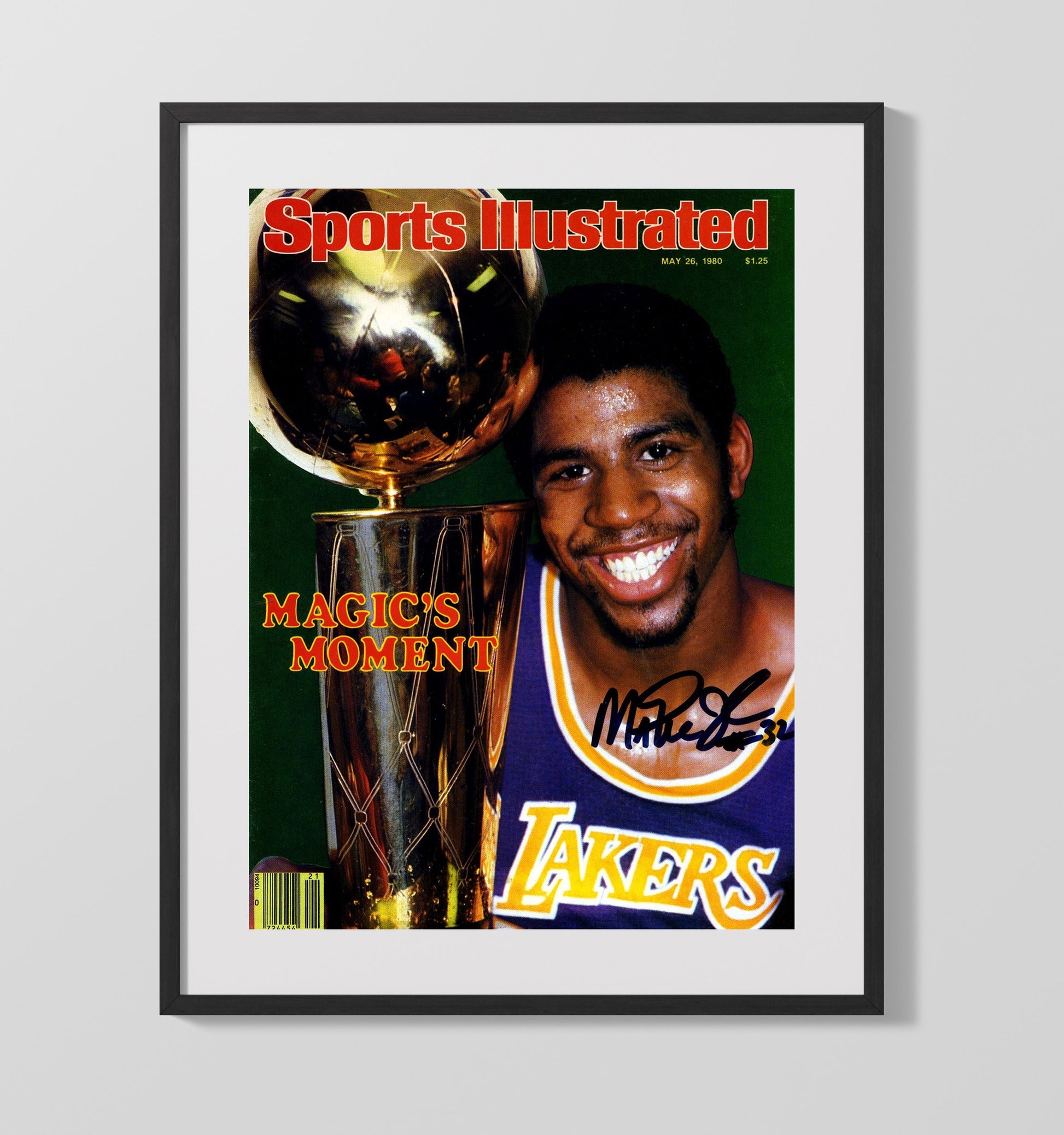 Magic Johnson 1980 SI Cover Los Angeles Basketball Finals Moment basketball print - 16x20 Gallery Frame wall art
