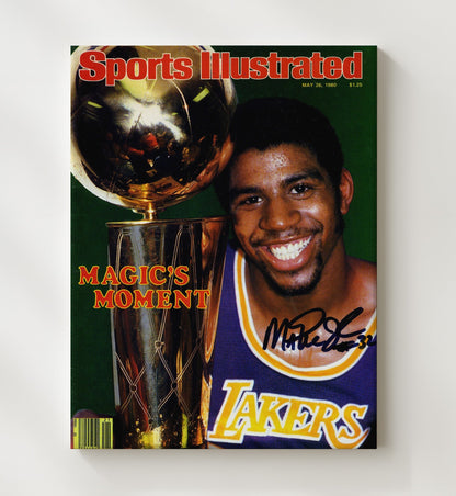 Magic Johnson 1980 SI Cover Los Angeles Basketball Finals Moment Basketball Wall Art 20x24 Canvas basketball wall art print