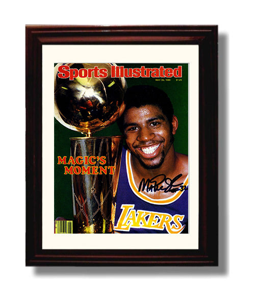 Magic Johnson 1980 SI Cover Los Angeles Finals Moment Basketball Wall Art 8x10 Beveled Frame basketball wall art print