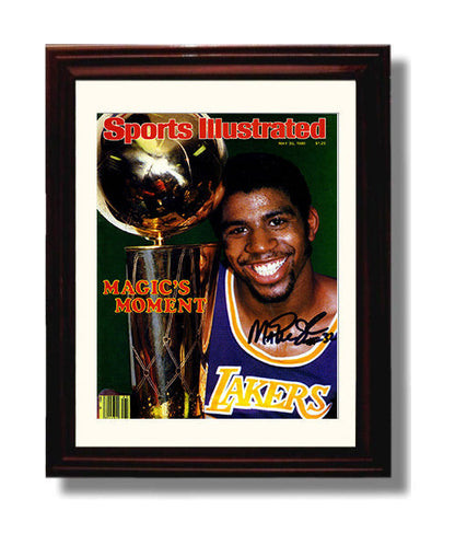 Magic Johnson 1980 SI Cover Los Angeles Basketball Finals Moment Basketball Wall Art 8x10 Beveled Frame basketball wall art print