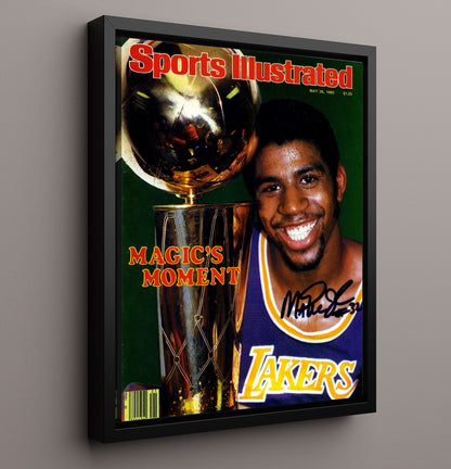 Magic Johnson 1980 SI Cover Los Angeles Basketball Finals Moment Basketball Wall Art 16x20 Framed Canvas basketball wall art print