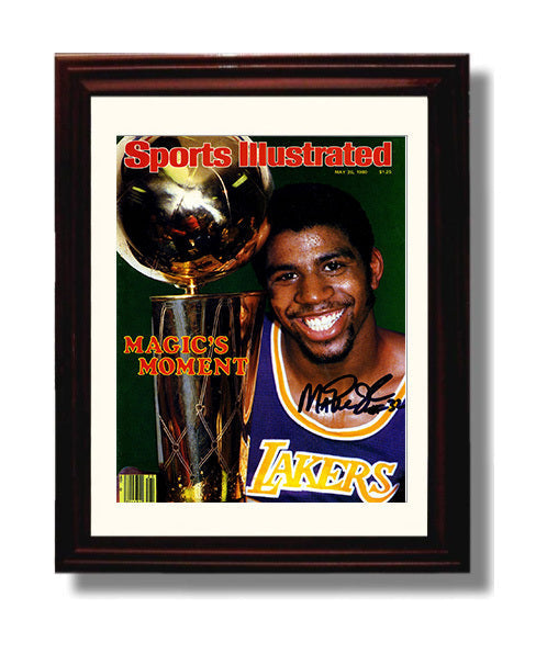 Magic Johnson 1980 SI Cover Los Angeles Finals Moment Basketball Wall Art 8x10 Beveled Frame basketball wall art print