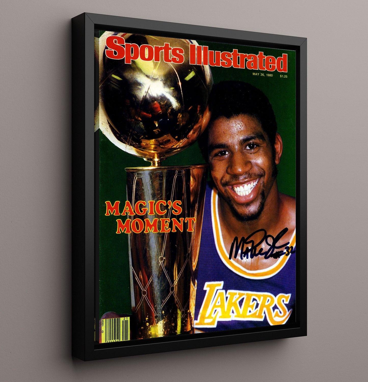 Magic Johnson 1980 SI Cover Los Angeles Basketball Finals Moment basketball print - 16x20 Framed Canvas wall art