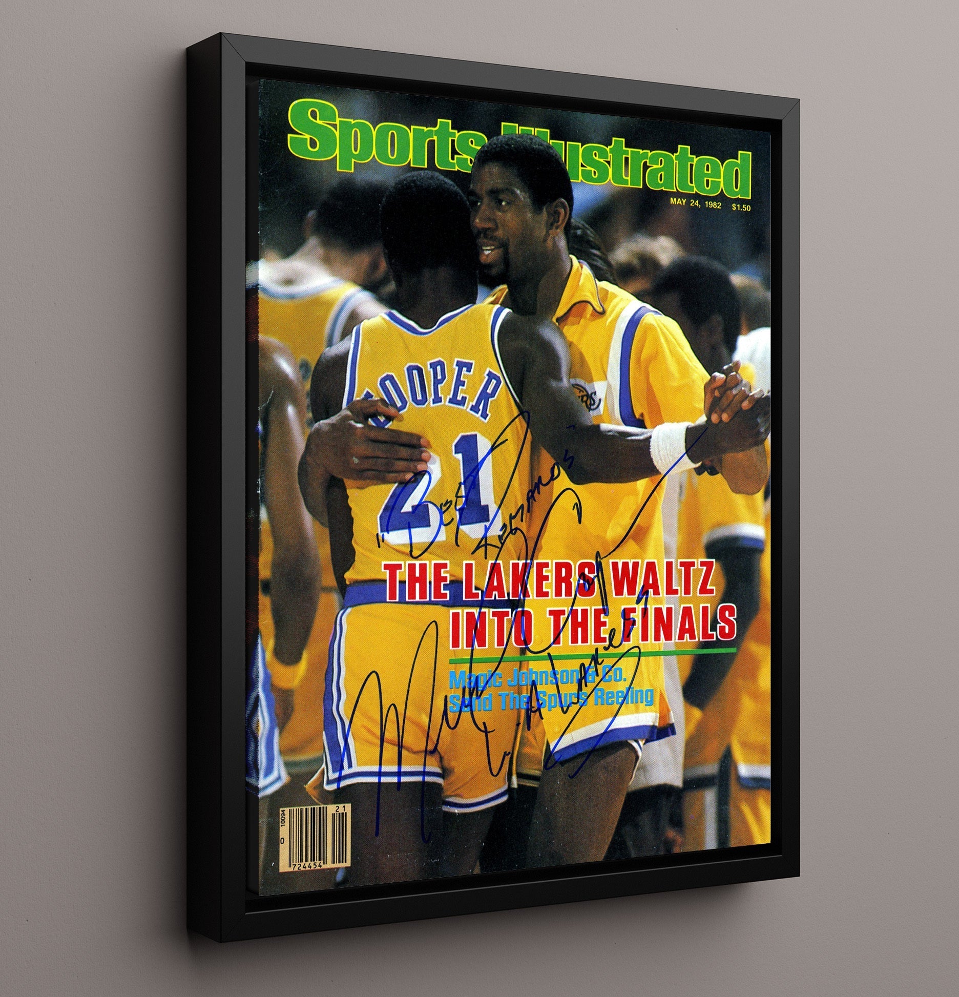 Magic Johnson 1982 SI Cover Los Angeles Basketball Finals Waltz Basketball Wall Art 16x20 Framed Canvas basketball wall art print