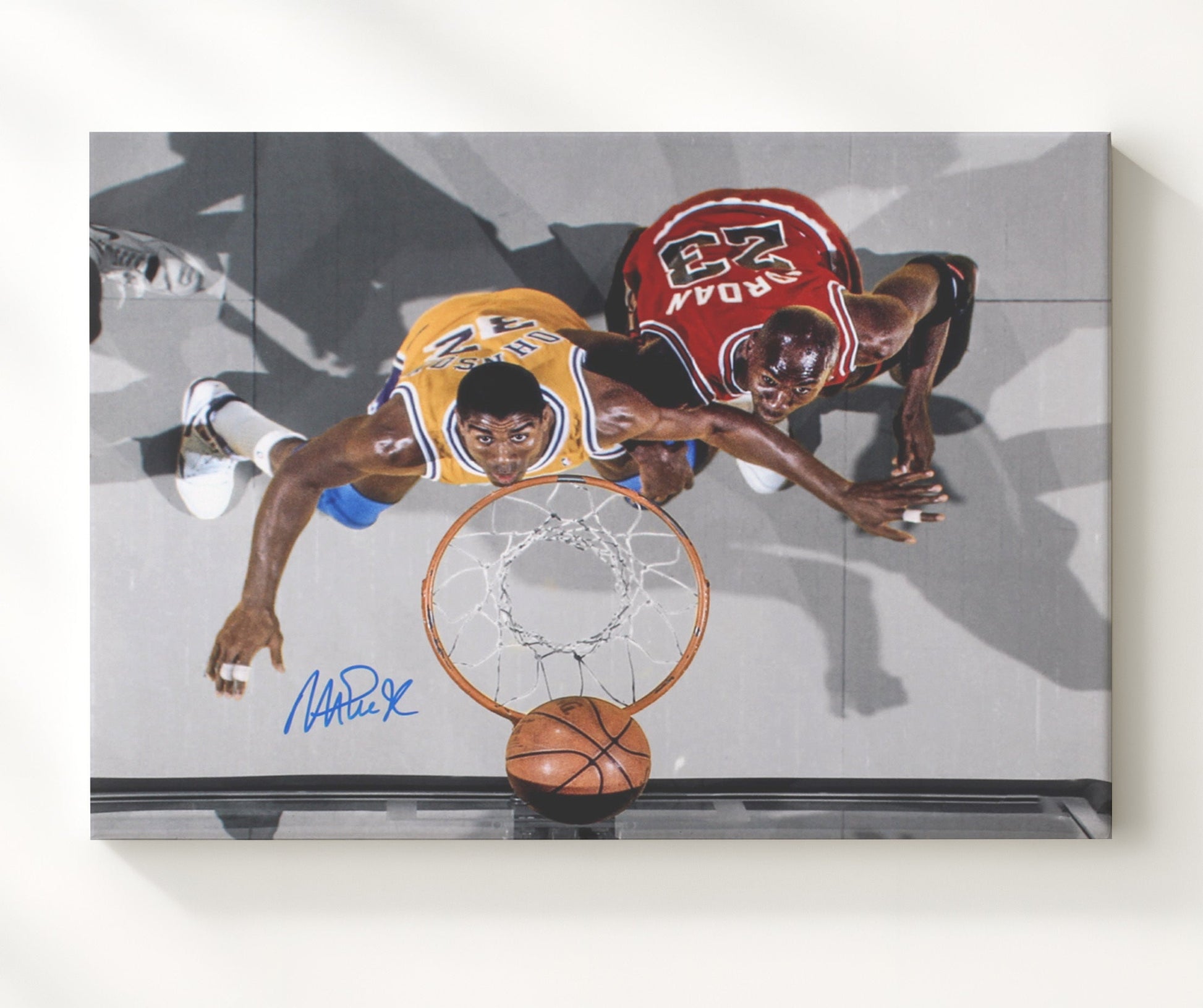 Magic Johnson Showtime Rebound Hustle Basketball Wall Art 20x24 Canvas basketball wall art print