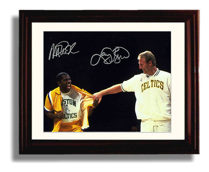 Magic Johnson Larry Bird Friendly Rivalry Legends Laughing Basketball Wall Art 8x10 Beveled Frame basketball wall art print