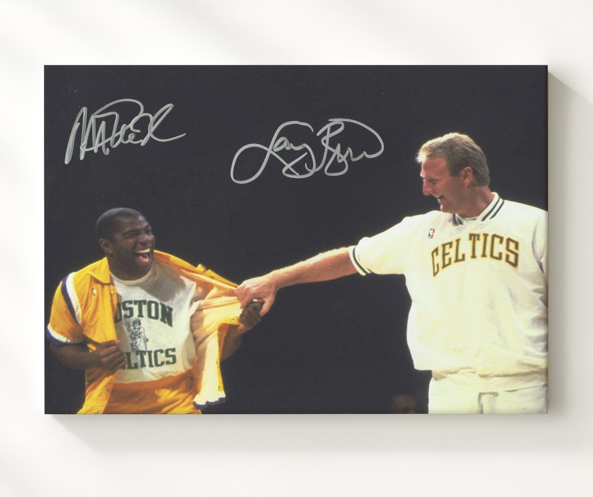 Magic Johnson Larry Bird Friendly Rivalry Legends Laughing Basketball Wall Art 20x24 Canvas basketball wall art print