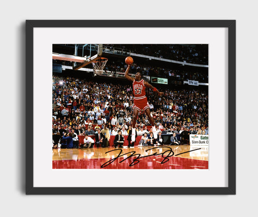 Michael Jordan Bulls Slam Dunk Classic basketball print - 16x20 Gallery Frame wall art