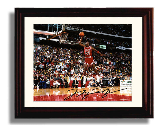 Michael Jordan Bulls Slam Dunk Classic Basketball Wall Art 8x10 Beveled Frame basketball wall art print