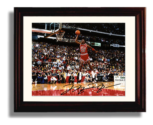 Michael Jordan Bulls Slam Dunk Classic Basketball Wall Art 8x10 Beveled Frame basketball wall art print