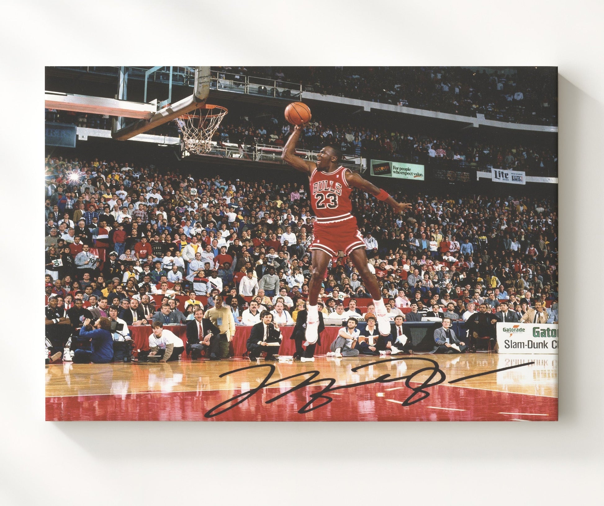 Michael Jordan Bulls Slam Dunk Classic Basketball Wall Art 20x24 Canvas basketball wall art print