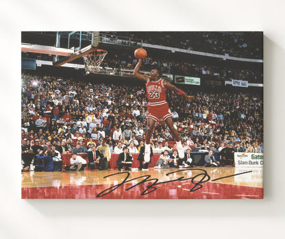 Michael Jordan Bulls Slam Dunk Classic Basketball Wall Art 20x24 Canvas basketball wall art print