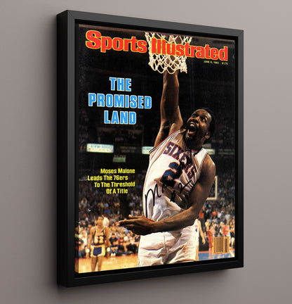 Moses Malone The Promised Land Title Run SI Cover June 1983 Basketball Wall Art 16x20 Framed Canvas basketball wall art print