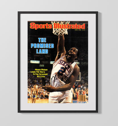 Moses Malone The Promised Land Title Run SI Cover June 1983 Basketball Wall Art 16x20 Gallery Frame basketball wall art print