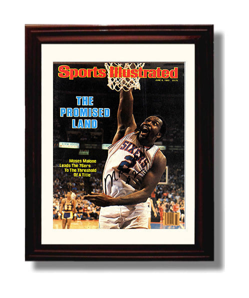 Moses Malone The Promised Land Title Run SI Cover June 1983 Basketball Wall Art 8x10 Beveled Frame basketball wall art print