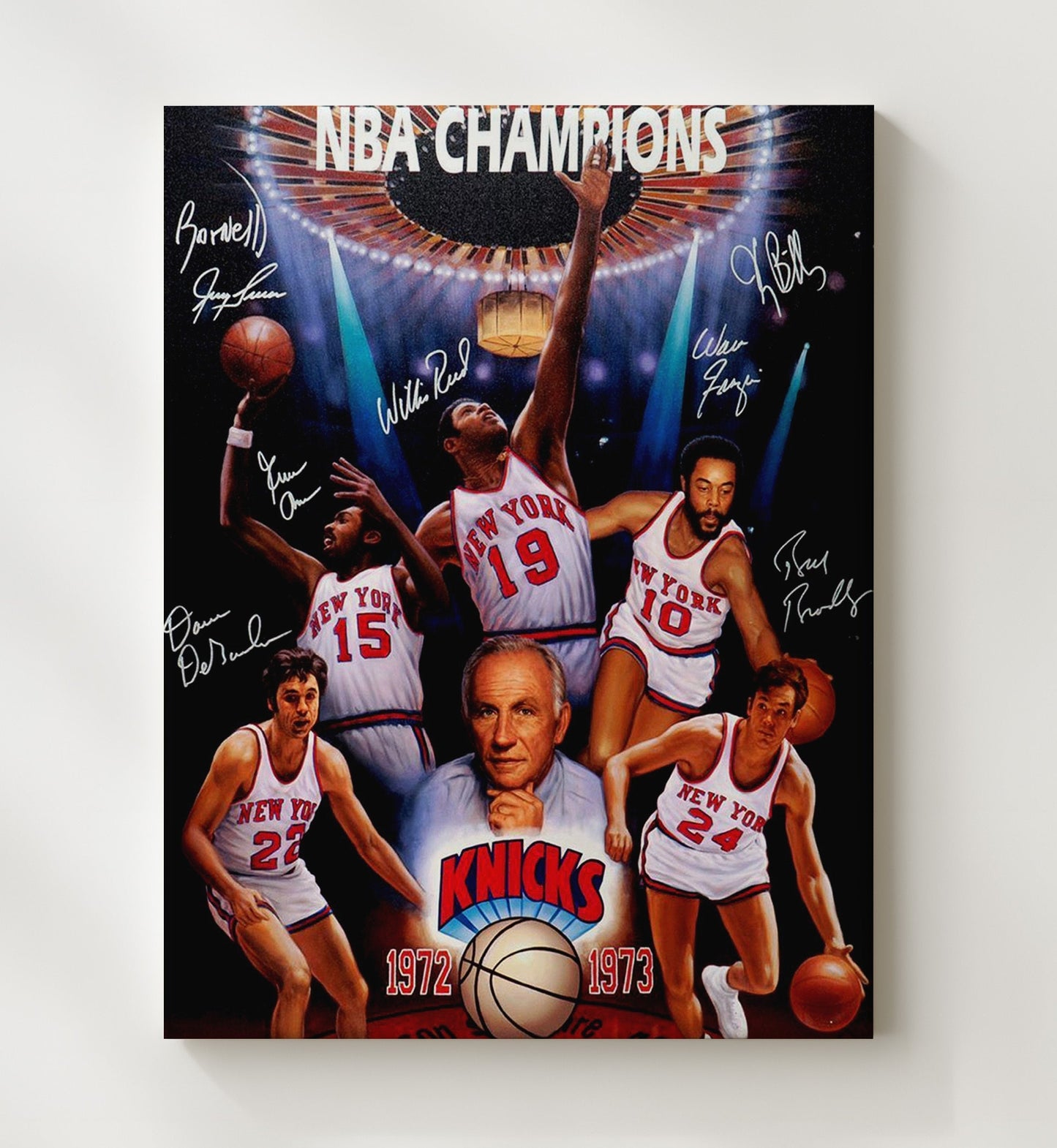 New York Basketball 1973 Championship Legends Collage Garden Glory Basketball Wall Art 20x24 Canvas basketball wall art print