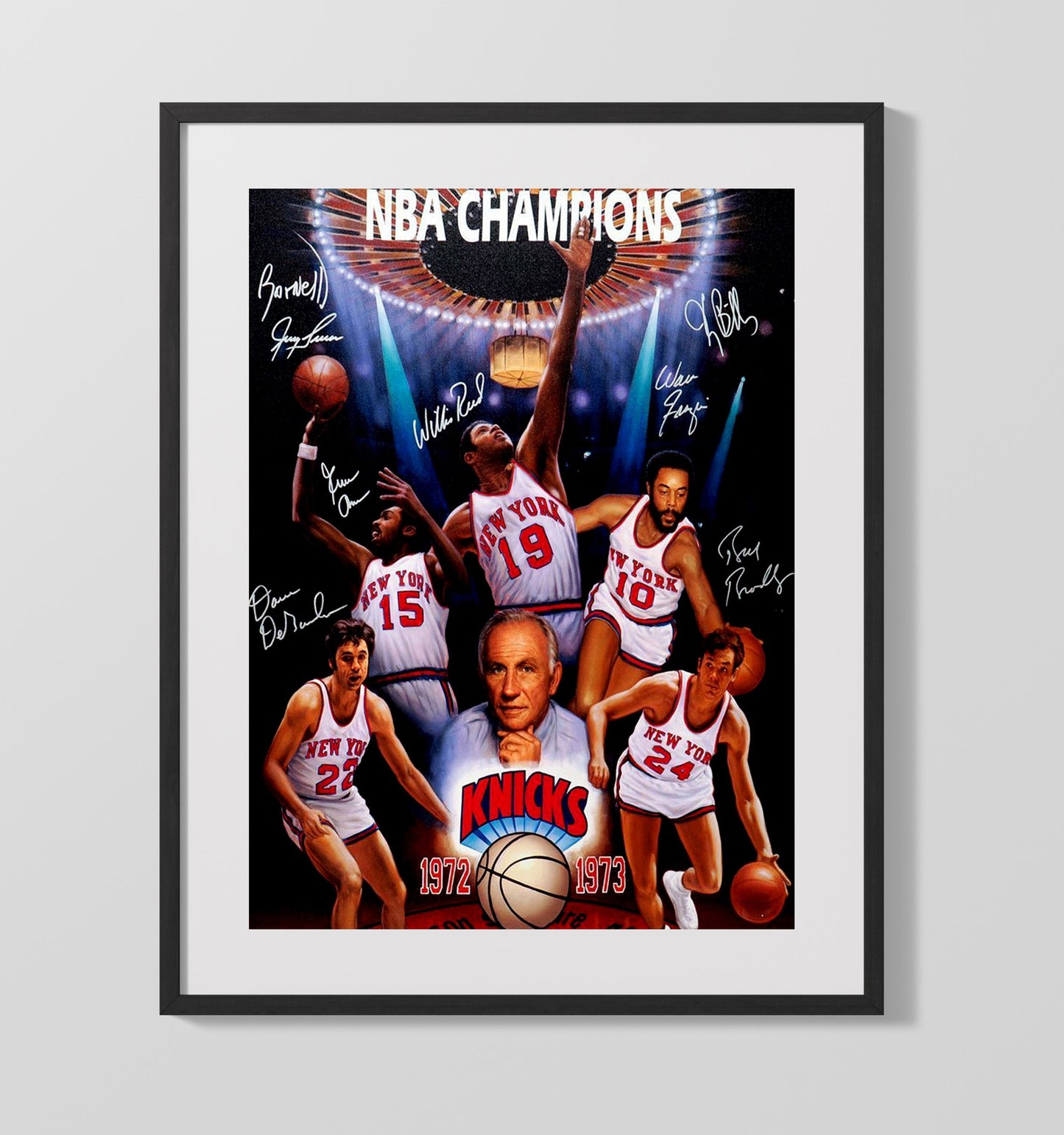 New York Basketball 1973 Championship Legends Collage Garden Glory Basketball Wall Art 16x20 Gallery Frame basketball wall art print