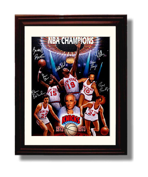 New York Basketball 1973 Championship Legends Collage Garden Glory Basketball Wall Art 8x10 Beveled Frame basketball wall art print