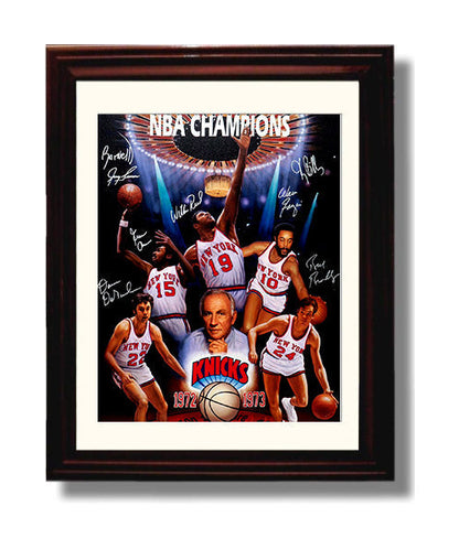 New York Basketball 1973 Championship Legends Collage Garden Glory Basketball Wall Art 8x10 Beveled Frame basketball wall art print