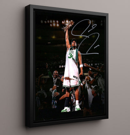 Paul Pierce Celtics Finals MVP Trophy Raise Basketball Wall Art 16x20 Framed Canvas basketball wall art print