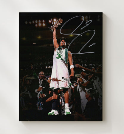 Paul Pierce Celtics Finals MVP Trophy Raise Basketball Wall Art 20x24 Canvas basketball wall art print