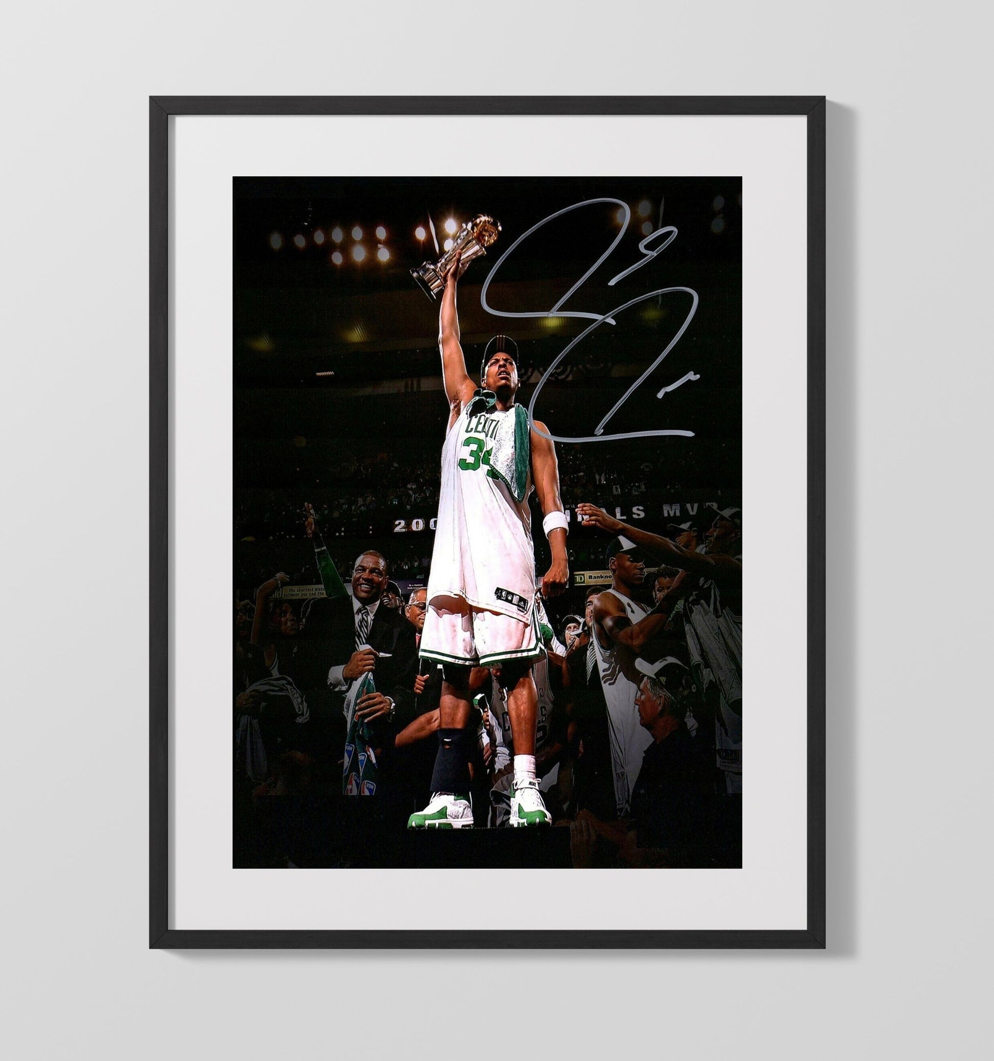Paul Pierce Celtics Finals MVP Trophy Raise Basketball Wall Art 16x20 Gallery Frame basketball wall art print