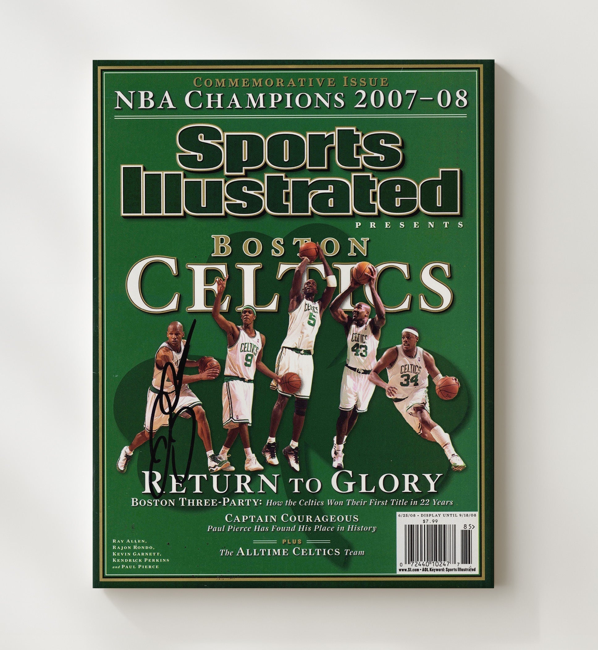 Ray Allen 2008 SI Boston Basketball Return to Glory Championship Basketball Wall Art 20x24 Canvas basketball wall art print