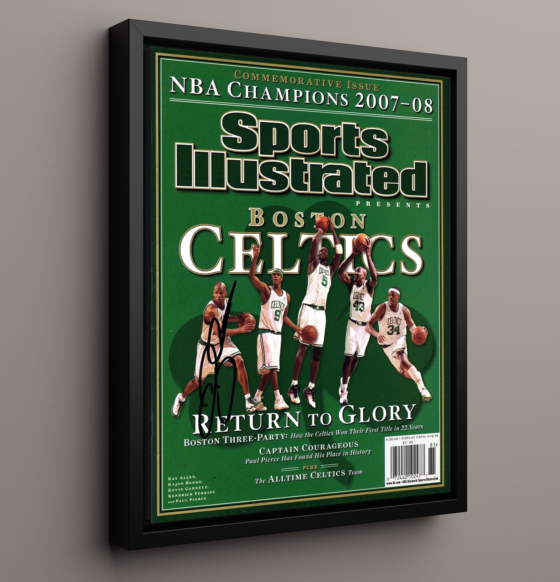 Ray Allen 2008 SI Boston Return to Glory Championship Basketball Wall Art 16x20 Framed Canvas basketball wall art print