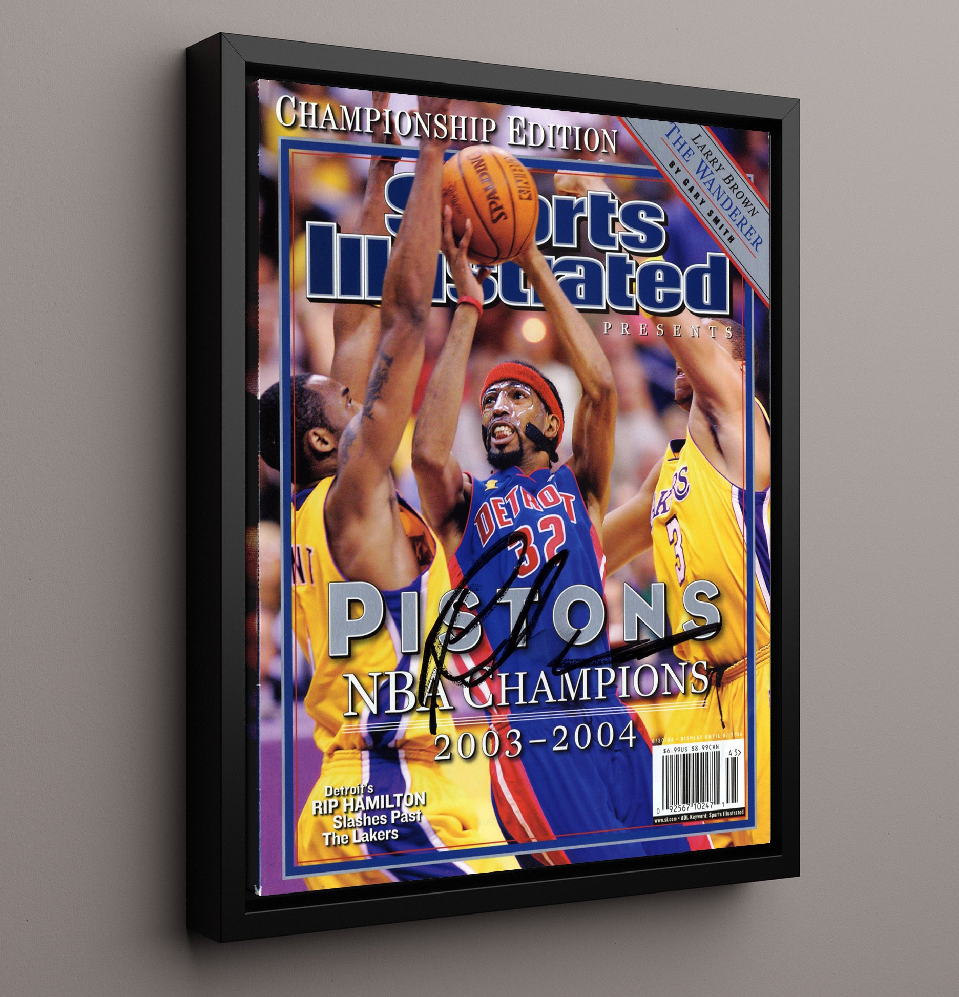 Richard Hamilton 2004 SI Detroit Basketball Championship Edition basketball print - 16x20 Framed Canvas wall art