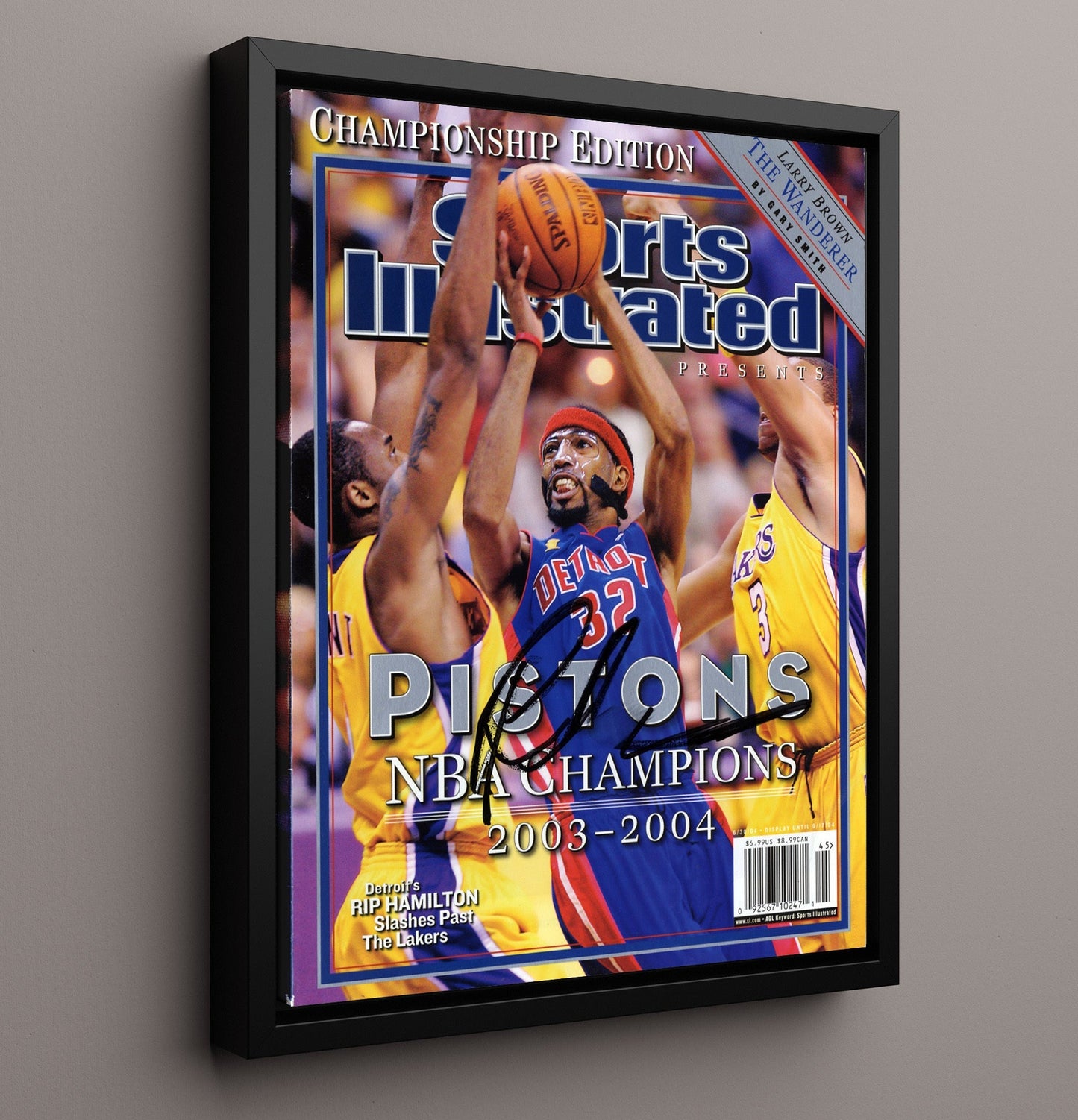 Richard Hamilton 2004 SI Detroit Basketball Championship Edition Basketball Wall Art 16x20 Framed Canvas basketball wall art print